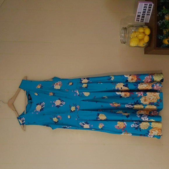 NWT Dolly and Dotty Vintage-Inspired Turquoise Swing Dress US 12 - Picture 2 of 8